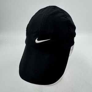 Nike Featherlight 7 Panel Dri-FIT Black Running Hat Cap Adjustable Swoosh Logo‎
